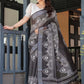 Rajwada Black Cotton Linen Printed Saree For Women