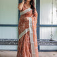 Rajwada Light Brown Cotton Linen Printed Saree For Women