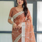 Rajwada Light Brown Cotton Linen Printed Saree For Women