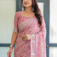 Rajwada Light Pink Cotton Linen Printed Saree For Women