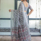 Rajwada Grey Cotton Linen Printed Saree For Women