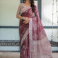 Rajwada Maroon Cotton Linen Printed Saree For Women