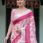 Rajwada Light Pink Cotton Linen Printed Saree For Women