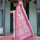 Rajwada Light Pink Cotton Linen Printed Saree For Women