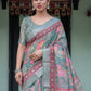 Rajwada Sage Green Cotton Linen Printed Saree For Women