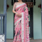 Rajwada Pink Cotton Linen Printed Saree For Women