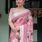Rajwada Pink Cotton Linen Printed Saree For Women