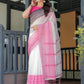 Rajwada White Cotton Linen Printed Saree For Women