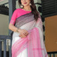 Rajwada White Cotton Linen Printed Saree For Women
