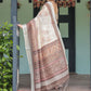 Rajwada Off White And Brown Cotton Linen Printed Saree For Women