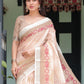 Rajwada Cream Cotton Linen Printed Saree For Women