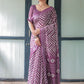 Rajwada Purple Cotton Linen Printed Saree For Women
