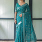 Rajwada Teal Green Cotton Linen Printed Saree For Women