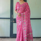 Rajwada Pink Cotton Linen Printed Saree For Women