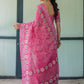 Rajwada Pink Cotton Linen Printed Saree For Women