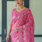 Rajwada Pink Cotton Linen Printed Saree For Women