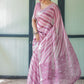 Rajwada Dusty Pink Cotton Linen Printed Saree For Women