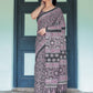 Rajwada Black And Wine Cotton Linen Printed Saree For Women