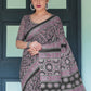 Rajwada Black And Wine Cotton Linen Printed Saree For Women