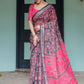 Rajwada Black And Pink Cotton Linen Printed Saree For Women