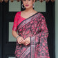 Rajwada Black And Pink Cotton Linen Printed Saree For Women