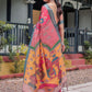 Rajwada Dark Pink Cotton Linen Printed Saree For Women