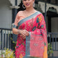 Rajwada Dark Pink Cotton Linen Printed Saree For Women
