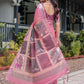 Rajwada Dusty Pink Cotton Linen Printed Saree For Women