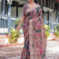 Rajwada Dusty Lavender Cotton Linen Printed Saree For Women