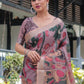 Rajwada Dusty Lavender Cotton Linen Printed Saree For Women