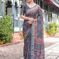 Rajwada Dark Grey Cotton Linen Printed Saree For Women