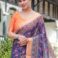 Rajwada Dark Blue Cotton Linen Printed Saree For Women
