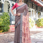 Rajwada Black And Peach Cotton Linen Printed Saree For Women
