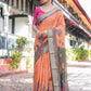 Rajwada Orange Cotton Blend Printed Saree For Women