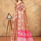 Rajwada Light Brown Cotton Linen Printed Saree For Women