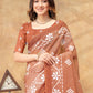 Rajwada Light Brown Cotton Linen Printed Saree For Women