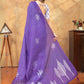 Rajwada Purple Cotton Linen Printed Saree For Women