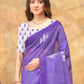 Rajwada Purple Cotton Linen Printed Saree For Women