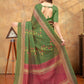 Rajwada Olive Green Cotton Linen Printed Saree For Women