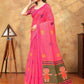 Rajwada Pink Cotton Blend Printed Saree For Women