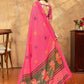 Rajwada Pink Cotton Blend Printed Saree For Women