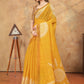 Rajwada Mustard Yellow Cotton Blend Printed Saree For Women