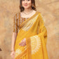 Rajwada Mustard Yellow Cotton Blend Printed Saree For Women