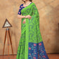 Rajwada Light Green Cotton Blend Printed Saree For Women
