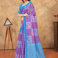 Rajwada Purple Cotton Blend Printed Saree For Women