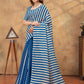 Rajwada Blue Cotton Blend Striped Saree For Women