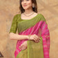 Rajwada Pink Cotton Blend Printed Saree For Women