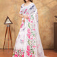 Rajwada White Cotton Blend Printed Saree For Women