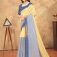 Rajwada Beige And Blue Cotton Blend Striped Saree For Women