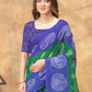 Rajwada Dark Green And Blue Cotton Blend Printed Saree For Women
